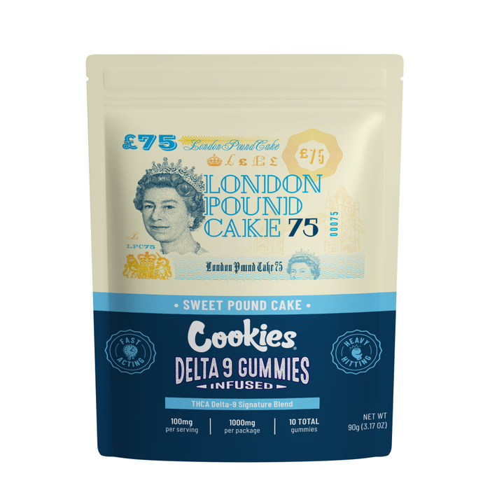 Cookies - D9 THC Gummies - London Pound Cake - 1000mg - 10ct - Secret Stash