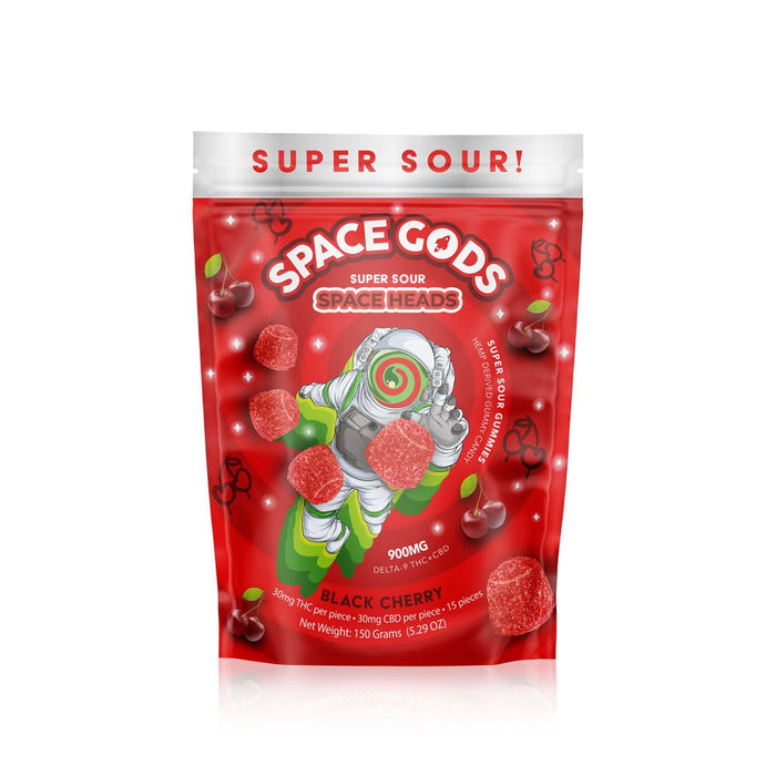 Space Gods - Super Sour Gummies D9+CBD 900mg - Black Cherry